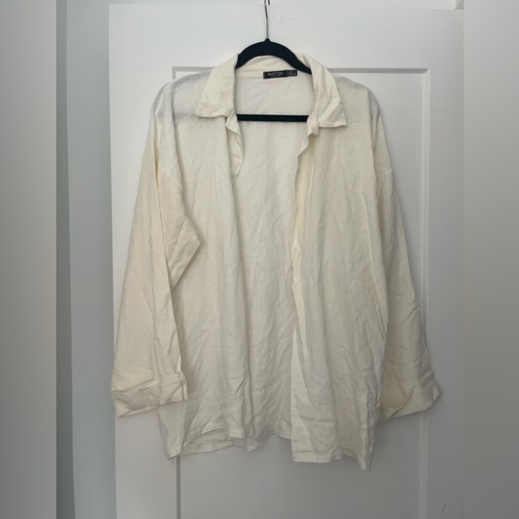 Nasty Gall Off White Oversized Beach Shirt Size 8 - Picture 5 of 8